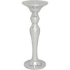 image:imageDeco 79 Polystone Round Pedestal Table with Mosaic Mirror Inlay 14 x 14 x 36 Silver
