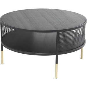 image:imageDeco 79 Metal Geometric Open Grid Frame 1 Shelf Coffee Table with Gold Legs 32 x 32 x 17 Black