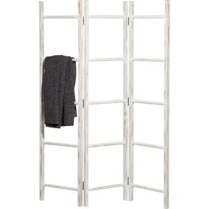 image:imageDeco 79 Wood Partition Ladder Ladder 15 Rack Privacy Screen with 3 Panels Room Partition 48 x 2 x 71 White