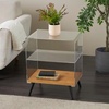 image:imageDeco 79 Acrylic Plastic Side End Accent Table 1 Shelf End Table with Wood Base and Black Legs Side Table 19 x 13 x 23 Clear