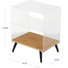 image:imageDeco 79 Acrylic Plastic Side End Accent Table 1 Shelf End Table with Wood Base and Black Legs Side Table 19 x 13 x 23 Clear