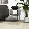 image:imageDeco 79 Metal Geometric Open Grid Frame 1 Shelf Accent Table with Gold Legs 17 x 17 x 21 Black