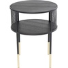 image:imageDeco 79 Metal Geometric Open Grid Frame 1 Shelf Accent Table with Gold Legs 17 x 17 x 21 Black