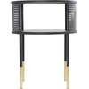 image:imageDeco 79 Metal Geometric Open Grid Frame 1 Shelf Accent Table with Gold Legs 17 x 17 x 21 Black
