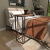 image:imageDeco 79 Metal Side End Accent Table CShaped End Table with Brown Wood Top Side Table 19 x 11 x 26 Black