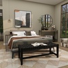 image:imageDeco 79 Metal Side End Accent Table CShaped End Table with Brown Wood Top Side Table 19 x 11 x 26 Black