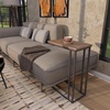 image:imageDeco 79 Metal Side End Accent Table CShaped End Table with Brown Wood Top Side Table 19 x 11 x 26 Black