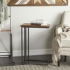 image:imageDeco 79 Metal Side End Accent Table CShaped End Table with Brown Wood Top Side Table 19 x 11 x 26 Black