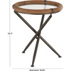 image:imageDeco 79 Metal Side End Accent Table Round End Table with Brown Wooden Framed Glass Tabletop Side Table 20 x 20 x 22 Brass