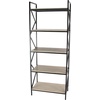 image:imageDeco 79 Wood 5 Shelves Shelving Unit with Black Metal Frame 29 x 15 x 74 Brown