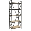 image:imageDeco 79 Wood 5 Shelves Shelving Unit with Black Metal Frame 29 x 15 x 74 Brown