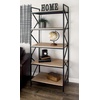 image:imageDeco 79 Wood 5 Shelves Shelving Unit with Black Metal Frame 29 x 15 x 74 Brown