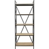 image:imageDeco 79 Wood 5 Shelves Shelving Unit with Black Metal Frame 29 x 15 x 74 Brown