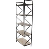 image:imageDeco 79 Wood 5 Shelves Shelving Unit with Black Metal Frame 29 x 15 x 74 Brown