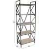 image:imageDeco 79 Wood 5 Shelves Shelving Unit with Black Metal Frame 29 x 15 x 74 Brown