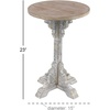 image:imageDeco 79 Wood Scroll Side End Accent Table Intricately Carved End Table with Brown Wood Top Side Table 16 x 16 x 23 WhiteGrey