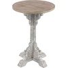 image:imageDeco 79 Wood Scroll Side End Accent Table Intricately Carved End Table with Brown Wood Top Side Table 16 x 16 x 23 WhiteGrey