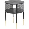 image:imageDeco 79 Metal Geometric Open Grid Frame 1 Shelf Accent Table with Gold Legs 17 x 17 x 21 Black