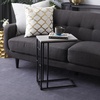 image:imageDeco 79 Metal Side End Accent Table CShaped End Table with Black Metal Base Side Table 10 x 19 x 26 Light Brown