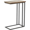 image:imageDeco 79 Metal Side End Accent Table CShaped End Table with Brown Wood Top Side Table 19 x 11 x 26 Black