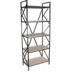 image:imageDeco 79 Wood 5 Shelves Shelving Unit with Black Metal Frame 29 x 15 x 74 Brown