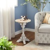 image:imageDeco 79 Wood Scroll Side End Accent Table Intricately Carved End Table with Brown Wood Top Side Table 16 x 16 x 23 WhiteGrey