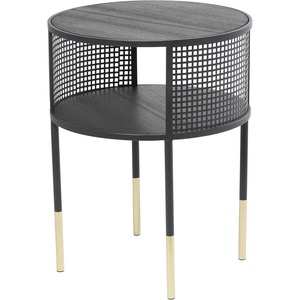 image:imageDeco 79 Metal Geometric Open Grid Frame 1 Shelf Accent Table with Gold Legs 17 x 17 x 21 Black