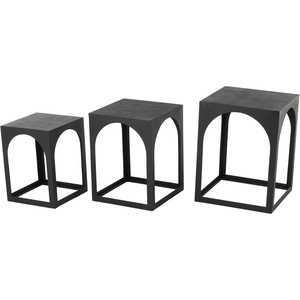 image:imageDeco 79 Metal Side End Accent Table Nested End Table with Arched Cutouts Set of 3 Side Table 21 18 16 H WhiteBlack