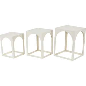 image:imageDeco 79 Metal Side End Accent Table Nested End Table with Arched Cutouts Set of 3 Side Table 21 18 16 H WhiteWhite
