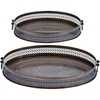 image:imageDeco 79 Metal Living Room Decor Tray Ottoman Tray Set of 2 Serving Tray 17 14W Brown