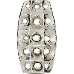image:imageDeco 79 Ceramic Decorative Vase Centerpiece Vase with Cut Out Designs Vase for Home Decoration 8 x 4 x 14 SilverSilver