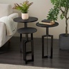 image:imageDeco 79 Aluminum Metal Side End Accent Table Tripod Shaped End Table with Black Marble Tabletops Set of 3 Side Table 24 23 21 H Black