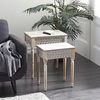 image:imageDeco 79 Wooden Leaf Side End Accent Table Carved with Turned Legs Set of 2 Side Table 22 25H Brown