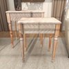 image:imageDeco 79 Wooden Leaf Side End Accent Table Carved with Turned Legs Set of 2 Side Table 22 25H Brown