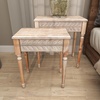 image:imageDeco 79 Wooden Leaf Side End Accent Table Carved with Turned Legs Set of 2 Side Table 22 25H Brown
