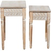 image:imageDeco 79 Wooden Leaf Side End Accent Table Carved with Turned Legs Set of 2 Side Table 22 25H Brown