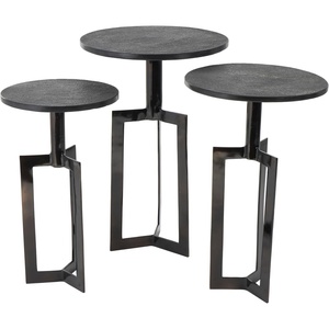 image:imageDeco 79 Aluminum Metal Side End Accent Table Tripod Shaped End Table with Black Marble Tabletops Set of 3 Side Table 24 23 21 H Black