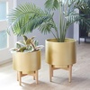 image:imageCosmoLiving by Cosmopolitan 16597 Contemporary Metal Decorative Indoor Outdoor Planter Flower Pot for Living Room Kitchen Office Patio Entryway 20 16 H GoldGold