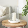 image:imageDeco 79 Glass Pillar Candle Holder with White Marble Base 9 x 9 x 13 Clear9 x 9 x 13