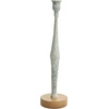image:imageDeco 79 Metal Decorative Candle Holder Textured Tapered Candle Stand with Brown Wood Bases Set of 2 Candlestick Holder 13 11 H Light BlueLight Blue