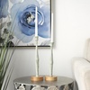 image:imageDeco 79 Metal Decorative Candle Holder Textured Tapered Candle Stand with Brown Wood Bases Set of 2 Candlestick Holder 13 11 H Light BlueLight Blue