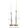 image:imageDeco 79 Metal Decorative Candle Holder Textured Tapered Candle Stand with Brown Wood Bases Set of 2 Candlestick Holder 13 11 H Light BlueLight Blue