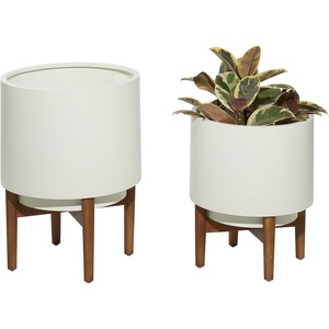 image:imageCosmoLiving by Cosmopolitan 16597 Contemporary Metal Decorative Indoor Outdoor Planter Flower Pot for Living Room Kitchen Office Patio Entryway 20 16 H GoldWhite