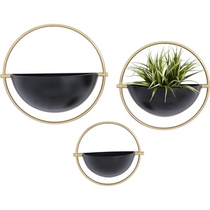 image:imageDeco 79 Metal Geometric Indoor Outdoor Wall Planter Indoor Outdoor Hanging Planter Set of 3 Plant Hanger 15 13 10H BlackBlack