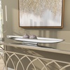image:imageDeco 79 Aluminum Metal Living Room Decor Tray Long Slim Ottoman Tray with Elevated Base Serving Tray 34 x 5 x 3 Silver56 x 75 x 376