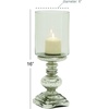 image:imageDeco 79 Glass Handmade Turned Style Pillar Hurricane Lamp with Faux Mercury Glass Finish 6 x 6 x 16 Silver
