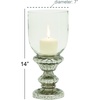 image:imageDeco 79 Glass Handmade Turned Style Pillar Hurricane Lamp with Faux Mercury Glass finish 7 x 7 x 14 Silver