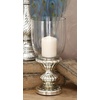 image:imageDeco 79 Glass Handmade Turned Style Pillar Hurricane Lamp with Faux Mercury Glass finish 7 x 7 x 14 Silver