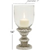 image:imageDeco 79 Glass Handmade Turned Style Pillar Hurricane Lamp with Faux Mercury Glass finish 7 x 7 x 14 Silver