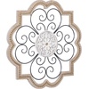 image:imageDeco 79 Wooden Scroll Home Wall Decor Carved Beading Wall Sculpture with Metal Accents Wall Art 27 x 1 x 27 Brown